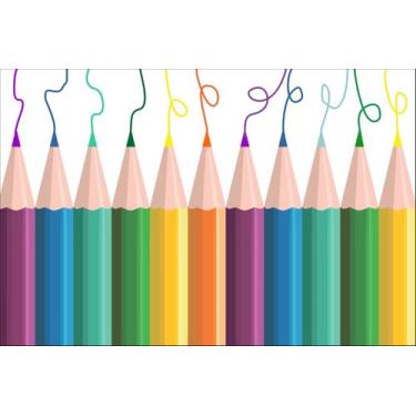 Imagem de Painel de Tecido Sublimado Lápis Coloridos Escolar - Fabrika de Festa,