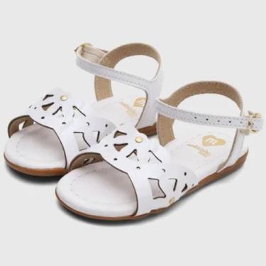 Imagem de Sandália Molekinha Tira Vazada Apliques Verniz - Branco - 20, 20
