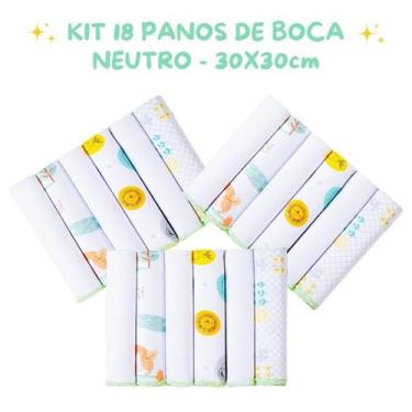 Imagem de Kit 18 Panos De Boca Premium Neutro 100% Algodão 30X30Cm - Dugu