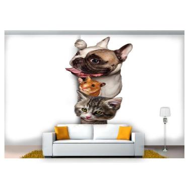 Imagem de Papel De Parede Animais Cachorro Gato Pet 3D Anm162