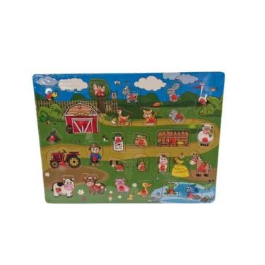 Imagem de Jogo De Encaixe Fazendinha Com Pino 26 Peças Montessori - Yins Brasil