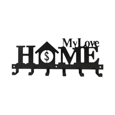 Imagem de Suporte De Chaves Decorativo De Metal Com 6 Ganchos, Design De Casa Do