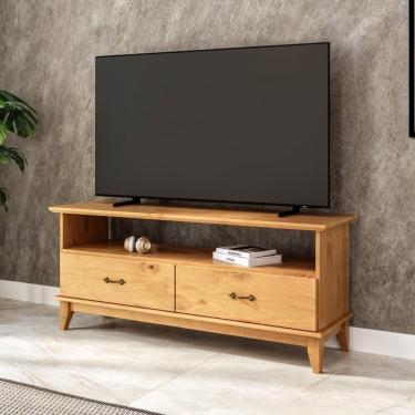 Imagem de Rack Tv 55 Pol 140cm Madeira 2 Gavetas Hazel Carvalho Z25 - Mpozenato