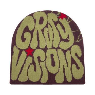 Imagem de Gorro Unissex De Acrílico Com Letra GR Em Jacquard, Estilo Europeu-Ame