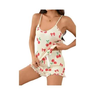 Imagem de Conjunto De Pijamas Femininos De Verão Respirável E Macio Com Estampa,