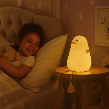 Imagem de Luminária De Silicone Noturna Recarregável Toque Cores Pato - Nj Ilumi