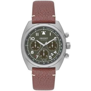 Imagem de Relógio Masculino Orient Cronógrafo Solartech Original MBSCC069E2NX Pulseira Couro Marr...