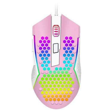 Imagem de Mouse gamer redragon reaping elite rgb m987pw-p rosa com branco