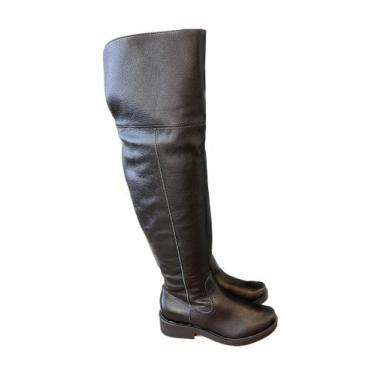 Imagem de Bota Feminina Cano Alto Sem Salto Tchocco Couro Legítimo, 37