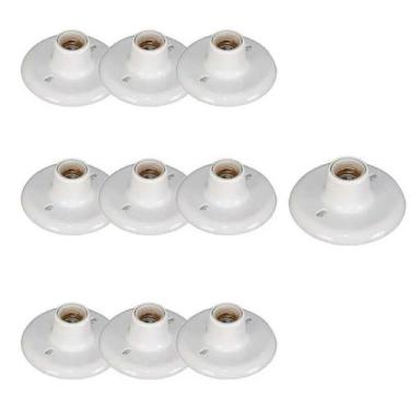 Imagem de Kit 15 Plafonier Plafon Bocal Porcelana 100w E27 Branco OPL