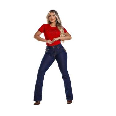 Imagem de Calça Country Feminina Jeans Flare  Premium Destroyed Com Bordado No B