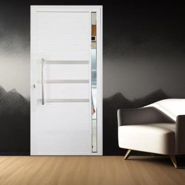 Imagem de Porta Lambril de Alumínio Esquerda 210 x 80cm com Friso e Visor Linha 