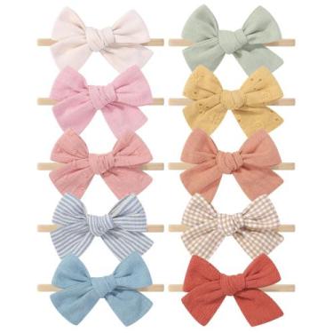 Imagem de Faixas de Cabelo doboi 10PCS para Bebês Meninas em Algodão e Nylon com