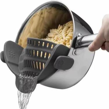 Imagem de Escorredor de panelas para macarrão vegetais em silicone com clips na 