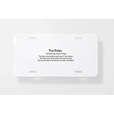 Imagem de The Rules The Doug Stays Outside Capa para placa de licença - Capa para placa de carro nova para carro - Capa para moldura da placa de carro 15 x 30 cm