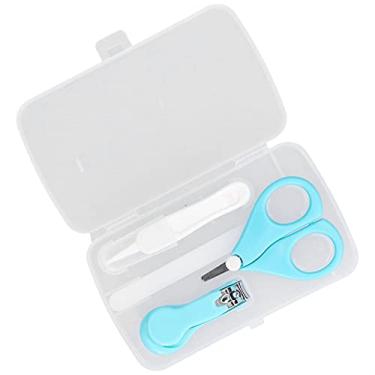 Imagem de Conjunto de cuidados de manicure para bebês, evita arranhões e tesouras de lâmina curta para segurar facilmente o kit de unhas de bebê com pontas redondas para cuidados de unhas para crianças de 0 a 3 anos de idade (azul)
