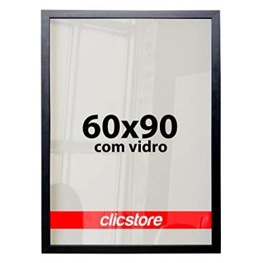 Imagem de Moldura 60X90 Cm Com Vidro e Fundo Quadro Foto Impressão Retrato Fotografia Cor:Preto