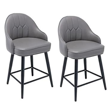 Imagem de Bancos De Bar De Altura Da Cozinha Janeta De 2 Com Costas, Cadeiras De Bar De Jantar Em Casa, Pu Coloque Em Couro Black Chrome Seat Estofado, Para Pubs, Balcão, Ilha Da Cozinha, Sala De Jantar