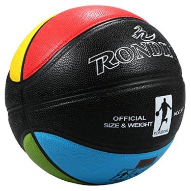 Imagem de Domary Bolas de basquete, Bola de basquete PU Material oficial de basquete livre com saco de rede e agulha de basquete ao ar livre/interior e bola de treinamento