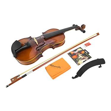 Imagem de Violino elétrico Violino de madeira de bordo retrô com caixa de resina de corda acessórios para instrumentos musicais cordas de viola mendini por cecilio violino(Cyllde)