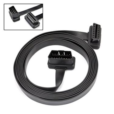 Imagem de OLLGEN Adaptador de cabo extensor de diagnóstico de carro de extensão ultra-plana de 16 pinos macho para fêmea OBDII OBD2
