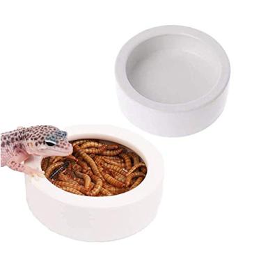 Imagem de Tigela de alimentos para répteis Tfwadx, mini tigela de alimentador de água de cerâmica, pratos de alimentação de minhocas répteis para tartarugas de lagarto, com barba de dragão, ánozes de leopardo de gecko e cobra de milho de camaleão Gecko
