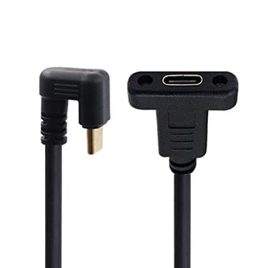 Imagem de NFHK Cabo de dados de extensão USB 3.1 tipo C macho para fêmea em forma de U de 180 graus USB 3.1 tipo C macho para fêmea 30 cm