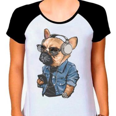 Imagem de Camiseta Raglan Buldog Francês Cachorro Pet Dog Branca Fem01 - Design