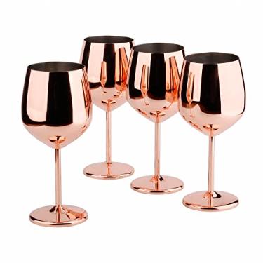 Imagem de Arora Taça de vinho de aço inoxidável 510 g - Conjunto de 4 cobre - 9 cm P x 21 cm A (850961)