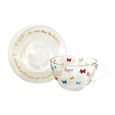 Imagem de Tkwser, 1259, Borboleta Xicara Cha Vidro 180ml, Transparente