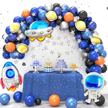 Imagem de JOYYPOP Kit de guirlanda de balões com 109 peças de decorações de festa com foguete de astronauta de foguete brilhante para festas de aniversário temáticas espaciais