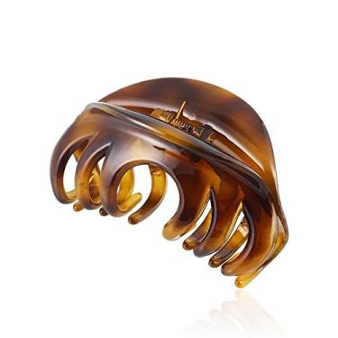 Imagem de (Amber) - Rosette Large Chic Styling Hair Claw Clip Organic Glass Strong Holding Power Hair Clips Clamps Indoor Outdoor Hair Grip Hairpins Hairgrip for Women and Girls Hair Barrettes For Thick Hair (Amber)