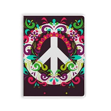 Imagem de Caderno com estampa de símbolo da paz colorido antiguerra capa de chiclete diário capa macia