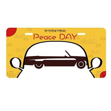 Imagem de DIYthinker Placa de carro geométrica clássica preta com contorno de carros, etiqueta para decoração de carro, dia da paz