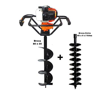 Imagem de KIT Perfurador de Solo Vulcan VPS520 2T 52CC 2,5HP com Broca 80x20cm + Broca Extra Kawashima 80x6cm com Vídea