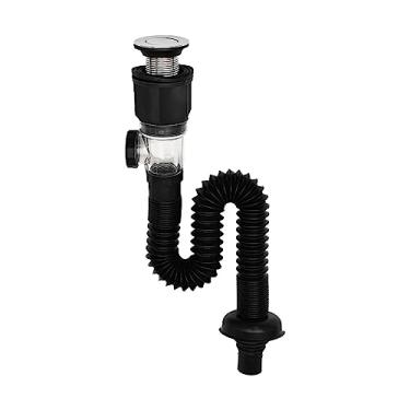 Imagem de Generic Tubo de drenagem de pia de cozinha Tubo de água de lavatório com tampa de vedação Filtro de drenagem Pia Tubo de esgoto Mangueira de drenagem