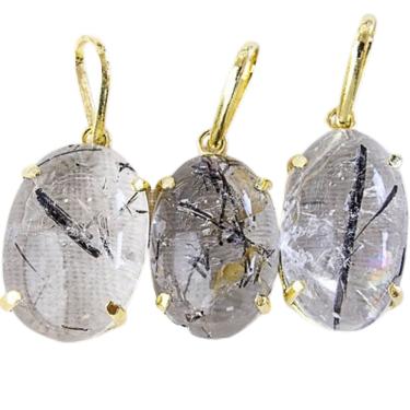 Imagem de Colar Oval Turmalina Incrustada no Cristal Garra Dourada
