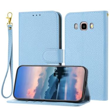 Imagem de Wallet Case Compatible with Samsung Galaxy J710/J7 2016 for Women and Men,Flip Leather Cover with Card Holder, Shockproof TPU Inner Shell Phone Cover & Kickstand (Size : Light Blue)