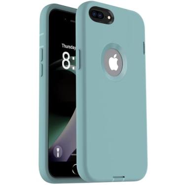 Imagem de ORIbox Capa compatível com iPhone 8 plus e capa para iPhone 7 plus, acabamento suave do toque externo de silicone líquido