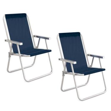Imagem de 2 Cadeiras De Praia Alta Conforto Aluminio Sannet Azul  Mor