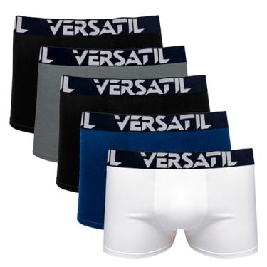 Imagem de Kit com 5 Cuecas Boxer Cotton Rony Versátil Elegant (BR, Alfa, M, Regular, Branco/Preto/Cinza/Azul)