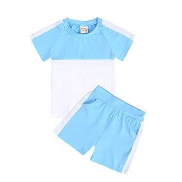 Imagem de Metaxas Conjunto de faixa de cabeça unissex para bebê, camiseta de verão, 2 peças, 2 peças, roupa de dormir, Azul, 7-8 Anos