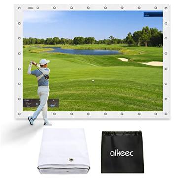Imagem de aikeec Tela de impacto de simulador de golfe: Tela de impacto de golfe ultra clara para treinamento de golfe interno, tela de impacto de 3 m x 2,6 m para prática de projetor doméstico com 38 peças de