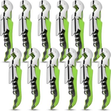 Imagem de cssopenss 12 peças chave de vinho abridor de vinho saca-rolhas profissional garçom abridor de garrafa de aço inoxidável chave de corte de folha serrilhada dobrável para família, festa da empresa,