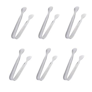 Imagem de Pokinge 6 pinças de aço inoxidável para cubos de açúcar, pinças de gelo, clipe para servir comida, minibar, utensílios de comida, acessórios de cozinha para chá e café