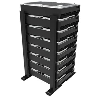 Imagem de Suporte Organizador Vertical Tipo Rack Externo Compatível Com Até 8 HD's de 3.5 - Dock Station - Modelo Slim Dupla Face - Preto