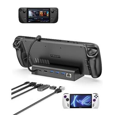 Imagem de Antank Estação de ancoragem 6 em 1 para Steam Deck/ROG Ally, base Steam Deck com HDMI 2.0 4K a 60Hz Gigabit, Ethernet de 1000 Mbps, carregamento rápido 100W PD e 3 portas USB-A 3.0 USB-C para válvula