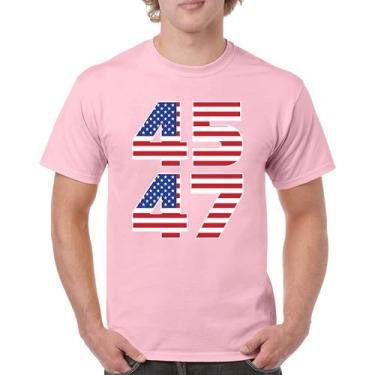 Imagem de Camiseta masculina Donald J Trump 45 47 My President MAGA First Make America Great Again Republican Deplorable FJB, Rosa claro, M