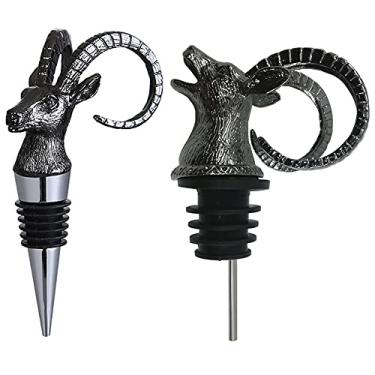 Imagem de Galsawi Rolha hermética para garrafa de vinho e despejador de garrafa de vinho - Topper decorativo de garrafa de animal para vinho, uísque, champanhe, rum e outras garrafas (preto)