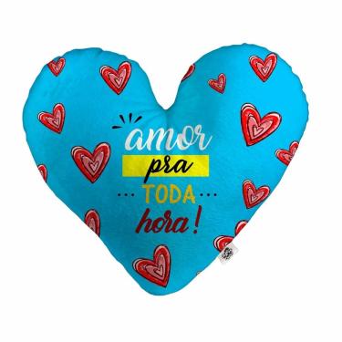 Imagem de Almofada Coração Pelúcia Amor Pra Toda Hora Namorados Tamanho:M
